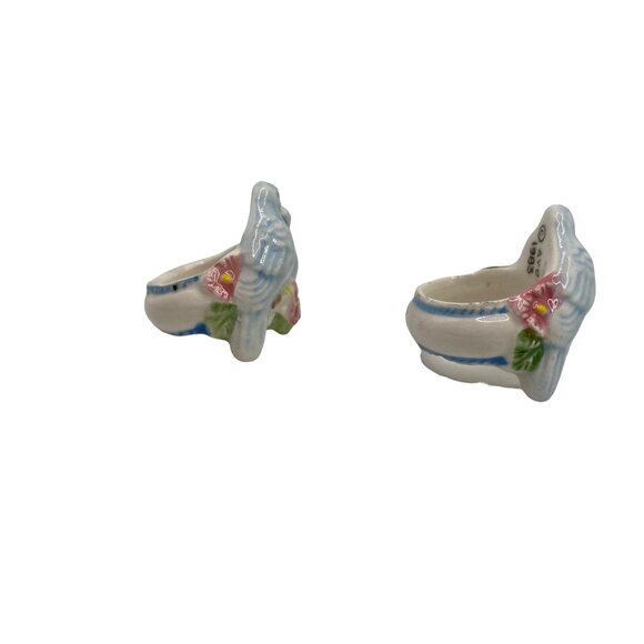 Vintage Avon 1983 Love Birds Taper Candle Holders Huggers Set/2 Ceramic Flowers - Picture 3 of 7